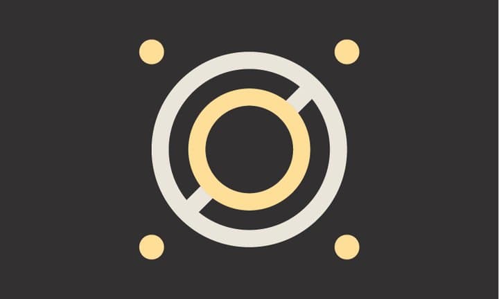 the ring opened out, with four yellow dots pushed to the corners