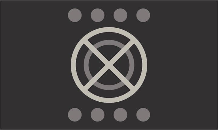 a cross inside the ring, with grey dots ranked above and below