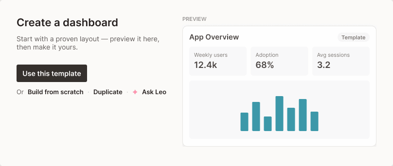 Direction three, a dashboard preview already populated with placeholder widgets